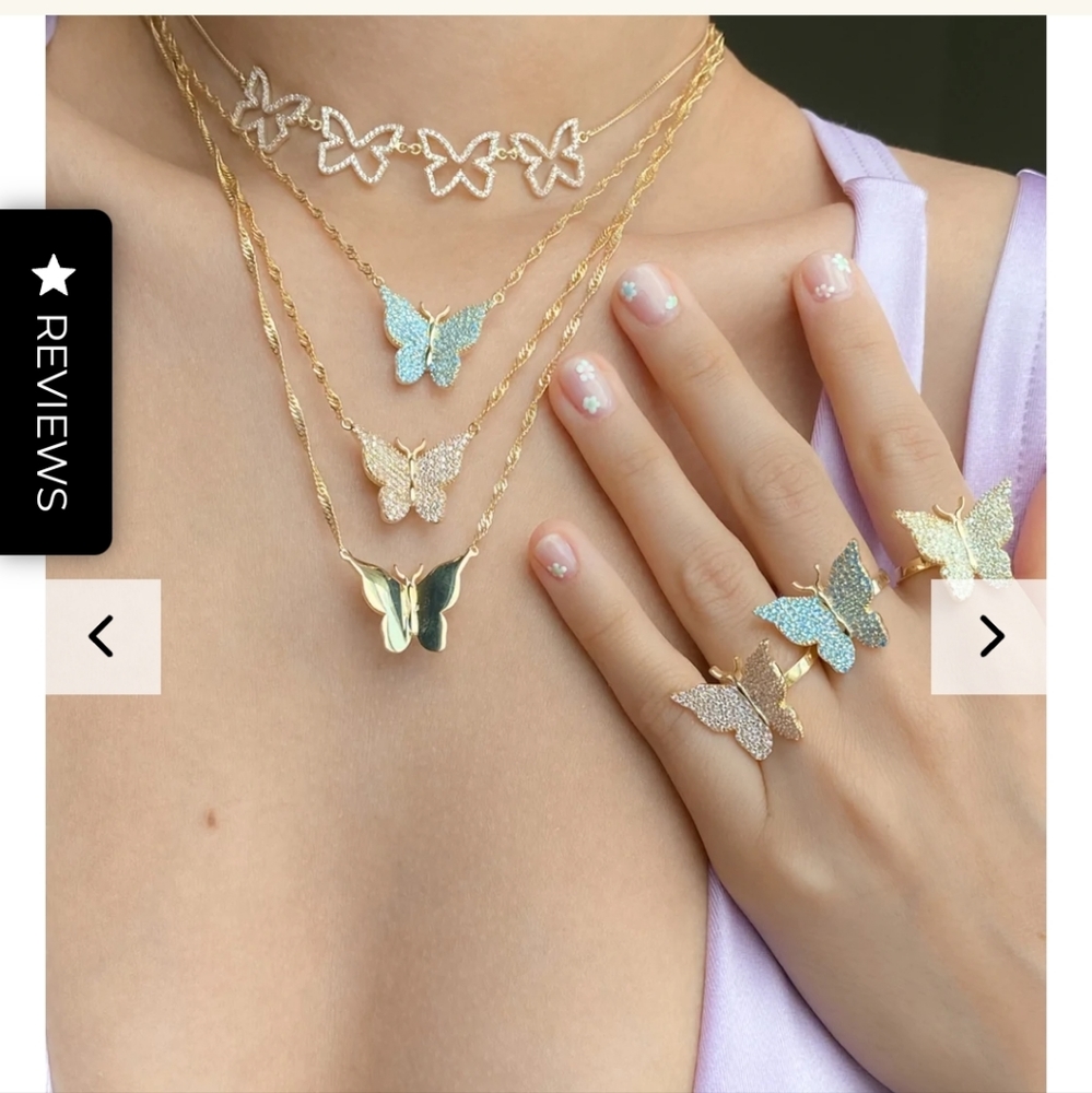 Chvker Blue Pavé Butterfly 925 Necklace